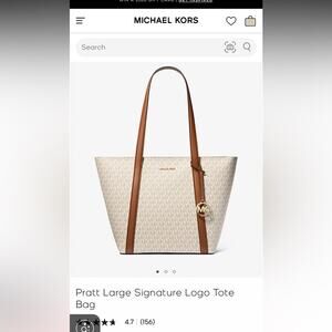 Michael Kors MK Pratt Lg Signature Logo Tote Bag & Continental Wristlet Vanilla